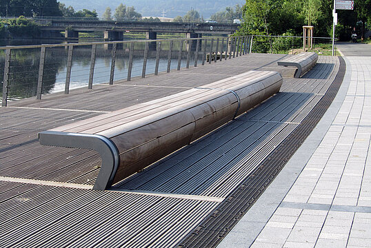 Hockerbank Beluga mit Holzauflage