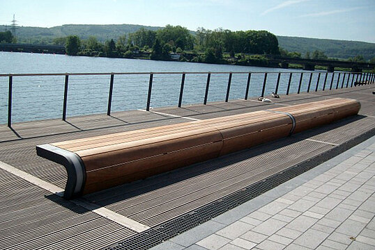 Hockerbank Beluga mit Holzauflage
