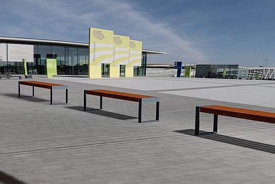 Hockerbank Espo mit Holzauflage