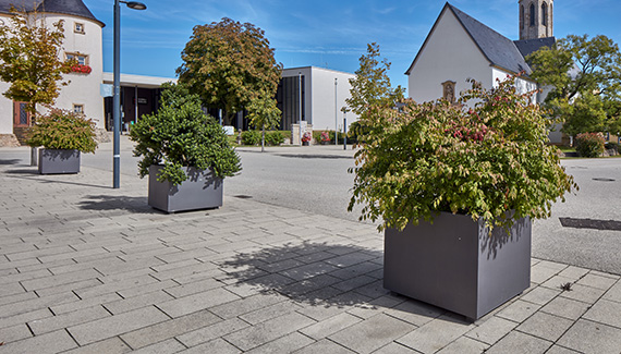 Transition sans heurts entre la place urbaine et le centre vert